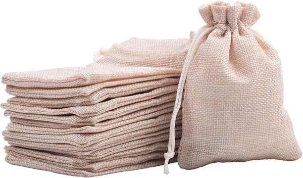 Sansam 50pcs 2.8X3.60 Inch Drawstring Burlap Gift Bags, Small Jute Jewelry Pouches for Christmas, Wedding, Party