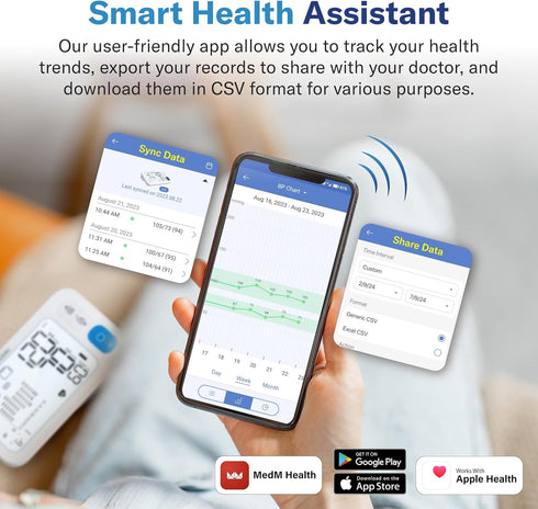 Alcedo Bluetooth Blood Pressure Monitor, Smart BP Machine with Wide Range Cuff, App-Enabled, Large Backlit Screen
