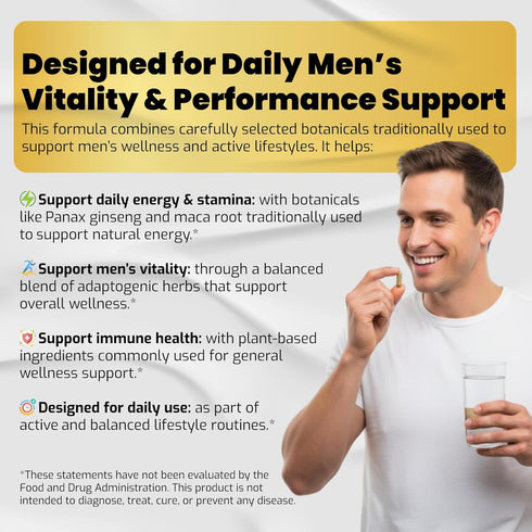 VEGATOT Testo Support - Boost Performance with Tongkat Ali, Panax Ginseng, Maca Root, Ashwagandha, Tribulus - Energy