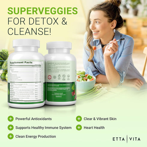 (120 Chews) Fruits and Veggies Supplement - Superfood Gummies with 9 Superfruits & 30 Veggies, Non-GMO