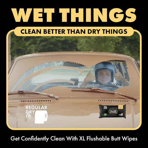 DUDE Wipes - 6 Pack Flushable Wipes, 288 Extra-Large Adult Wet Wipes with Shea Butter, Vitamin-E & Aloe