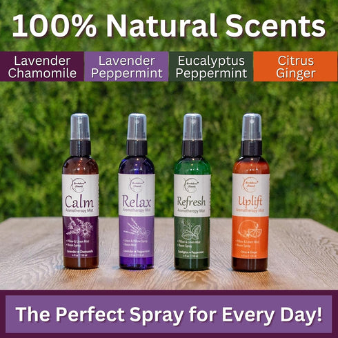 Set 4 pack Aromatherapy Mist Linen, Room & Pillow Spray, of Natural Air Fresheners. Essential oil spray variety