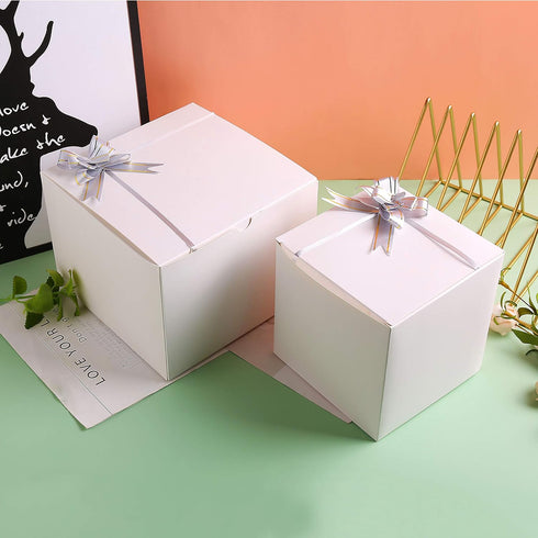 SHIPKEY 10 Pack White Cardboard Gift Boxes with Lids, 4x4x4 inch Square Boxes for Party, Wedding, Christmas, Birthdays