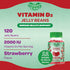 Vitamin D3 Jelly Bean Gummies for Adults, Immunity Support, 2000 IU Vitamin D, Nutritional Vegetarian Supplements, 120 Strawberry Blast Jelly Beans, Kosher