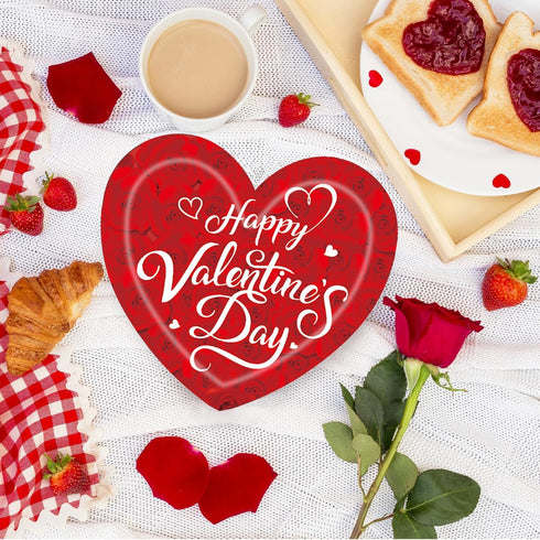 LOVSME 40Pcs Valentine's Day Paper Plates, Heart Party Disposable Dinnerware Plates and Napkins, Happy Valentines Day