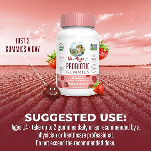 MaryRuth Organics USDA Organic Probiotic Gummies, Digestive & Immune Support, 2.5 Billion CFU, 60 Count