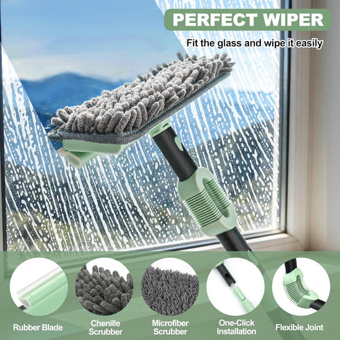 Set 2-in-1 73.6In Window Squeegee Window Cleaning Tool Pole, Window Cleaner Squeegee for Home, Squeegee for Shower