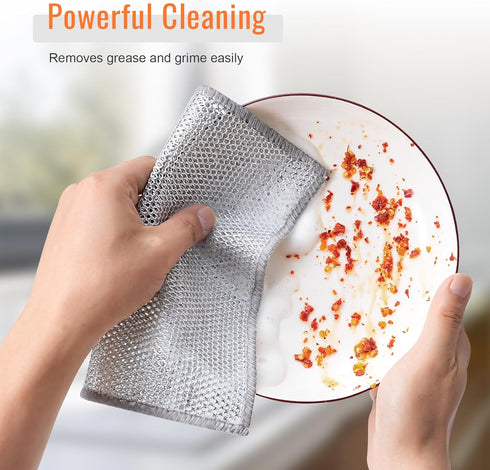 10pcs Double Layer Wire Dishcloth, Non-Scratch Multipurpose Cleaning Rags for Sinks, Pots, Pans, and Counters