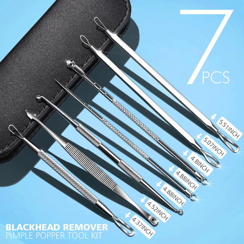Teenitor 7 in 1 Pimple Popper Tool Kit, Blackhead Remover, Pimple Extractor, Comedone Extractor for Face
