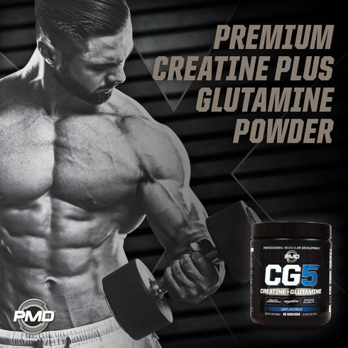 PMD Sports CG5 - Premium Creatine and L Glutamine Powder for Maximum Strength, Unflavored (30 Servings)