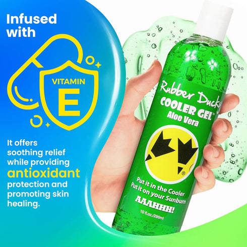 Rubber Ducky Cooler Gel - Sunburn Relief, Soothing Aloe Vera Gel with Vitamin E & Tea Tree Oil, 10oz