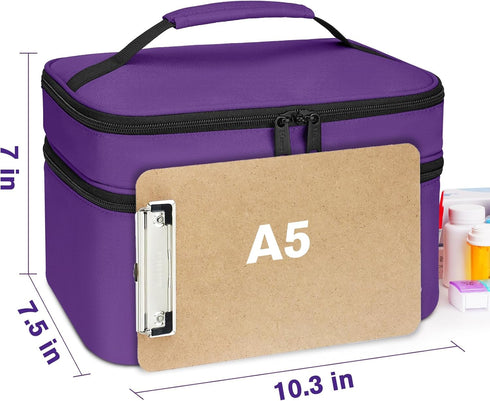 Mancro Dual Layers Pill Bottle Organizer Bag, Medicine Pill Organizer Bag with Lockable Zipper, Medicine Travel Bag