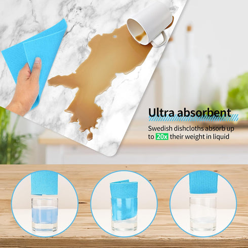 10 Pack Absorbent Kitchen Towels - Reusable Swedish Dishcloths for Home & Kitchen Cleaning