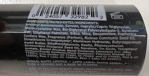 Palladio Chianti Herbal Matte Lipstick, Creamy Full Coverage, Long Lasting Matte