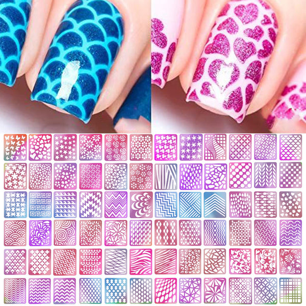 TailaiMei 144 Pieces Nail Vinyls Stencil Sticker Set, 72 Designs for Nail Art Decal, 24 Sheets Reusable DIY