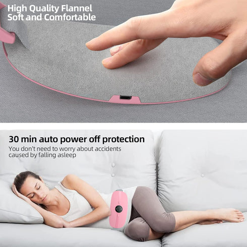 Portable Cordless Heating Pad with 3 Heat Levels & 3 Massage Modes, Fast Heating Heat Pad for Back or Belly Relief