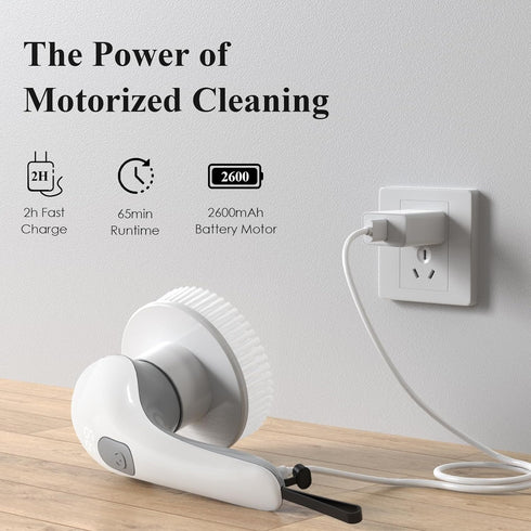 Electric Spin Scrubber 2024, New Cordless Bathroom Shower Cleaner with 2 Speeds and 6 Replaceable Brush Heads