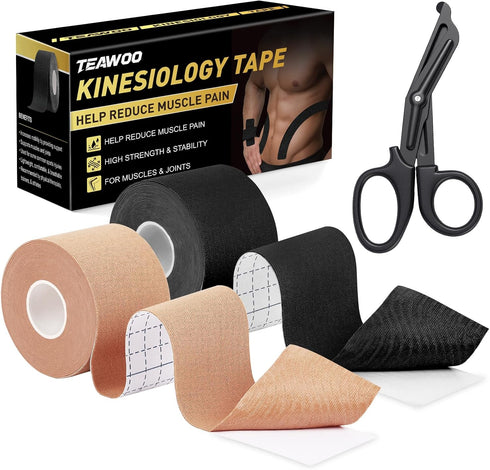 TEAWOO TEAWO Kinesiology Tape 2 Rolls (2in X 16.4Ft) Waterproof, Hypoallergenic, Latex-Free Athletic