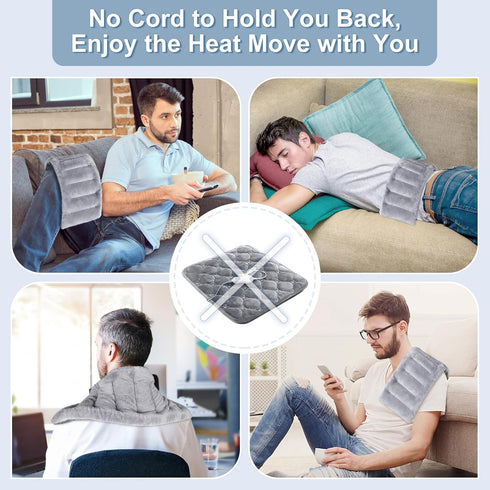 SuzziPad Microwavable Heating Pads for Neck & Shoulder Pain, 7x16 Cramps Relief Heating Pad, Gray