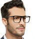 MARE AZZURO Reading Glasses Men Square Reader, Available in Multiple Strengths (Black 200)
