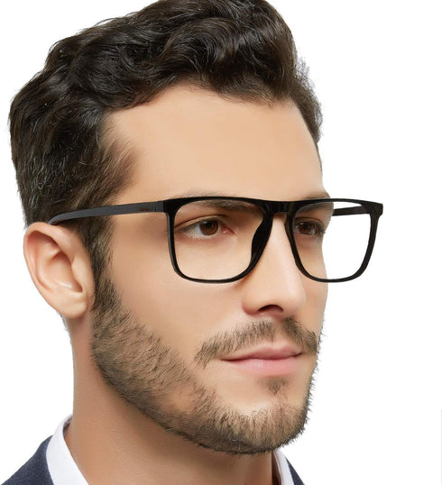 MARE AZZURO Men Reading Glasses, 3.0 with Spring Hinge Rectangular Eyeglasses for Reading, +3.00