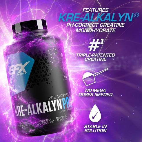EFX Sports Kre-Alkalyn Pro, pH Correct Creatine Monohydrate Pill Supplement for Muscle Building Pre Workout