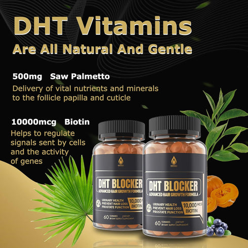 Envy Deal DHT Blocker Gummies Hair Growth Supplement, 10000 mcg Biotin & Saw Palmetto, 2Pc/120ct for Men & Women