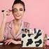WLLWOO 2pcs Cow Corduroy Makeup Bag, Waterproof Zipper Cosmetic Bag, Small Travel Toiletry Pouch for Women