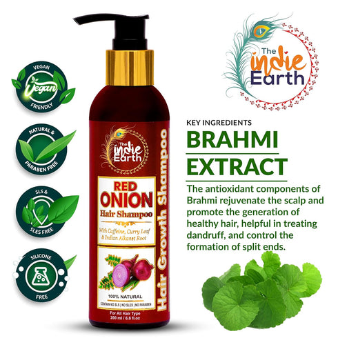 Red Onion Shampoo with Caffeine, Curry Leaf and Indian Alkanet Root - 200ml / 6.76 Fl.Oz Best Onion Shampoo