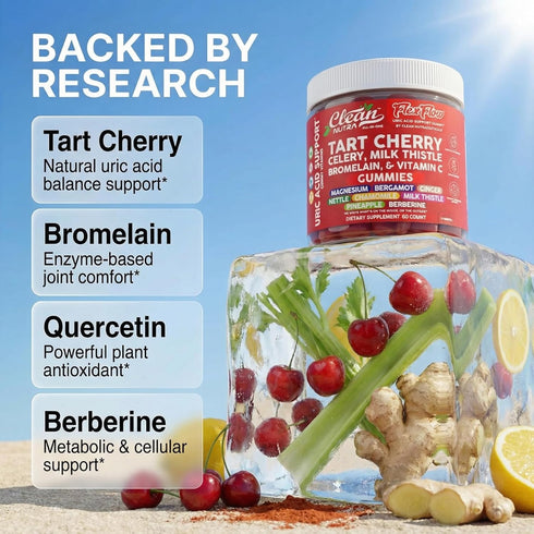 Gummies 60 Gummy Clean Nutra Tart Cherry Uric Acid Flush Celery Milk Thistle Bromelain Vitamin C Magnesium Citrus