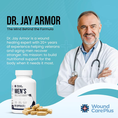 Immune 60 Wound Care Plus Men's Multivitamin Comprehensive Vitamin & Mineral Blend with Vitamins A, B, C, D, E, Zinc