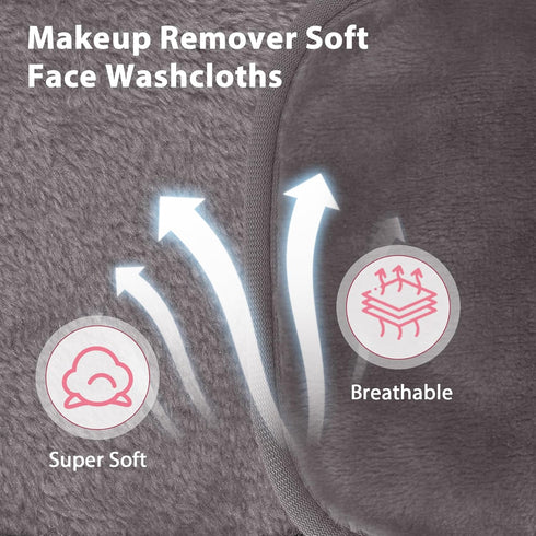Makeup Remover Cloth, 6" x 6" Reusable Face Towels for Washing Face, Microfiber Makeup Remover Pads with Mesh Bag, 12