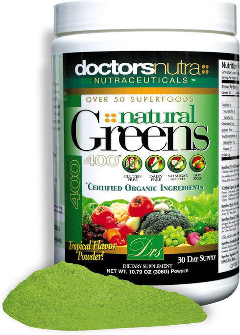 Natural Greens Juice Drink - Super Food by Doctors Nutra, 10.79 Ounces with 50 Vegetarian Plant-Based Superfoods