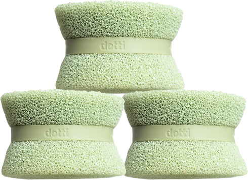 Dotti Super Scrubber Silicone Sponge - 3 Pack, Sage, Odor-Free, Non-Scratch, Fast-Drying, Dishwasher-Safe
