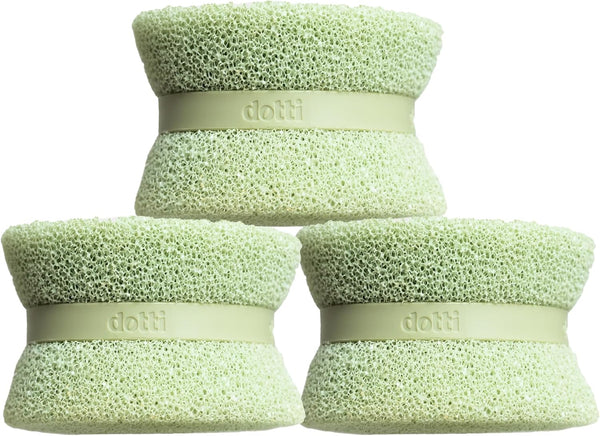 Dotti Super Scrubber Silicone Sponge - 3 Pack, Sage, Odor-Free, Non-Scratch, Fast-Drying, Dishwasher-Safe