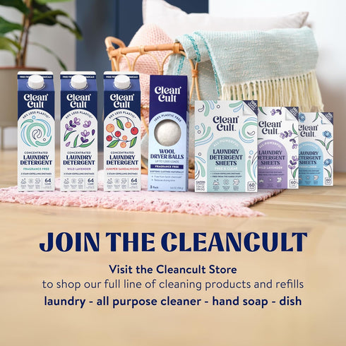 Concentrated Liquid Laundry Detergent Soap, 64 Loads (32 oz), Eco-Friendly, Fragrance Free, No Harsh Chemicals
