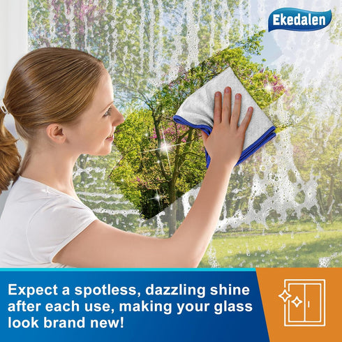 Glass Cleaning Cloth, Streak Free Miracle Polishing Wipes for Windows, Eyeglass Cleaner, Pack of 6, 12 x 12 Inch