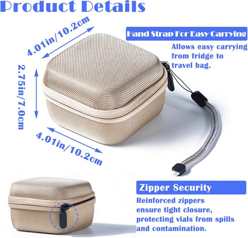 JFGLORIX 10ml U-100 (9 Insulin Fridge Holder Storage Case Insulin Vial Protector Holder peptide storage case fridge