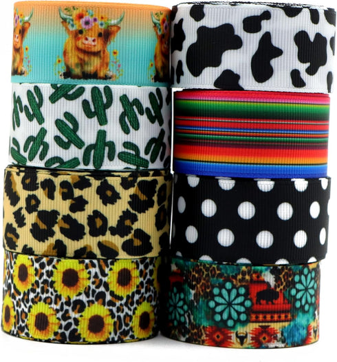 David Accessories Leaves Grosgrain Ribbon Tape, 1" Wide x 40 Yards, 8 Rolls of 5 Yards for DIY Hair Bow, Wedding, Party