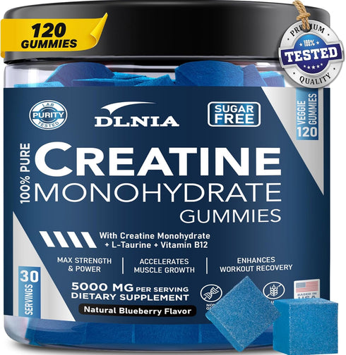 Creatine Monohydrate Gummies for Men & Women: Sugar Free & Vegan Formula with L-Taurine & Vitamin B12