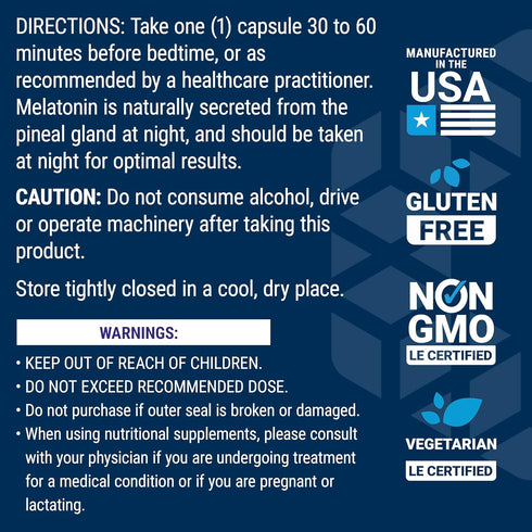 Life Extension Melatonin, 500 mcg – 200 Capsules, Low Dose, Non-GMO, Gluten-Free, Vegetarian for Sleep