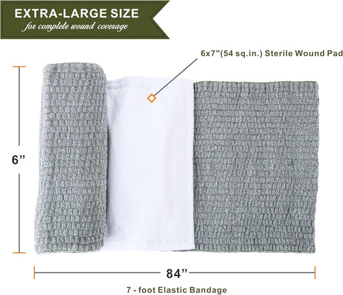 Swiss Safe 6 Inch Israeli Bandages Trauma Kit, Sterile Elastic Compression Bandage, 2-Pack