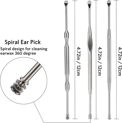 Geengle 3 Pcs Ear Pick Earwax Removal Kit, Ear Wax Remover Tool Set with Cleaning Brush and Storage Box