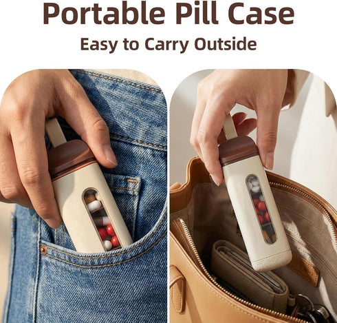 WMuxvia 3 Mini Travel Pill Case Compartment, Airtight Food Grade ABS Pill Organizer, Portable Daily Pill Box