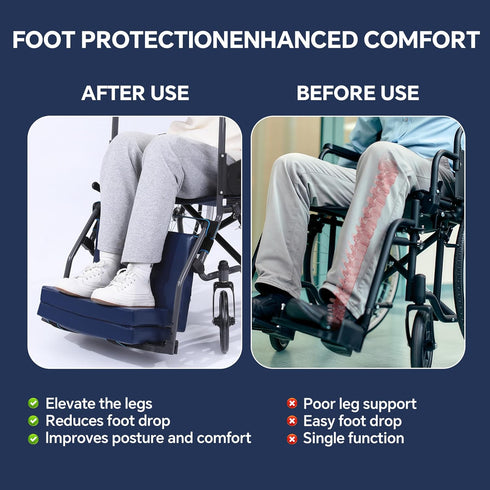 BALAPET Adjustable Height Wheelchair Footrest, High Density Foam Wheelchair Leg Rest with Double Strap Fixation