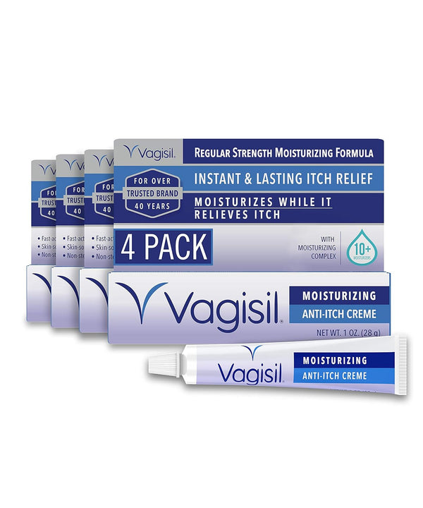 Vagisil Anti-Itch Feminine Cream - Regular Strength, Gynecologist Tested, 1 oz (Pack of 4) for Itch Relief