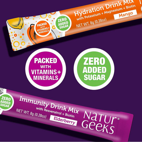 Vegan Electrolytes Powder, Immunity & Hydration Drink Mix with Vitamins, Magnesium & More, 12 Pack Variety