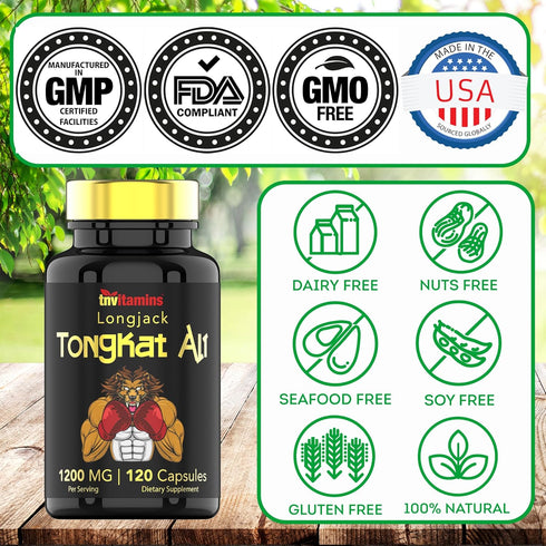 Tongkat Ali for Men - 1200 mg x 120 Capsules | All-Natural & Ultra Potent Supplement for Energy, Strength