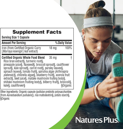 NaturesPlus Source of Life Garden Organic Family Iron 18 mg Cap - 30 Vegan Capsules