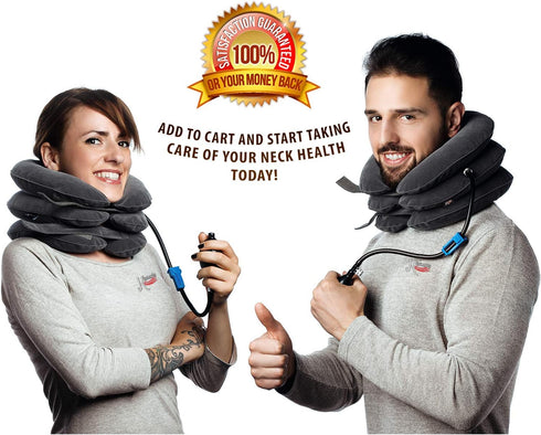 Pinched Nerve Neck Stretcher Cervical Traction Device for Home Pain Treatment | Inflatable Spinal Decompression Collar